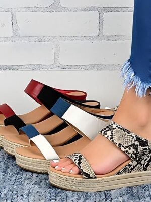 Casual Espadrille Open Toe Double Strap Wedge Sandals - Image 3