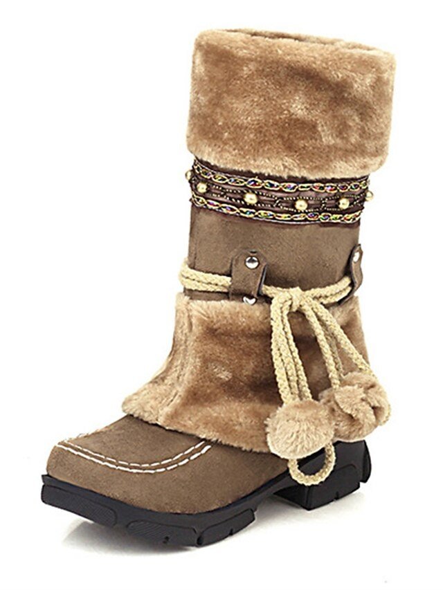 Casual Faux Fur Embellished Pom Pom Winter Boots - Image 2