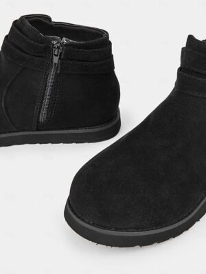 Casual Flat Buckle Faux Suede Ankle Boots - Image 7