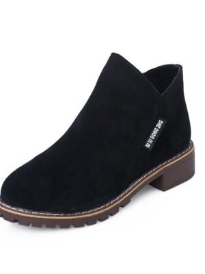 Casual Flat Faux Suede Side Zipper Ankle Boots - Image 14