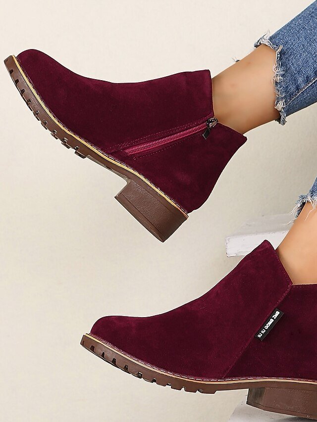 Casual Flat Faux Suede Side Zipper Ankle Boots - Image 27