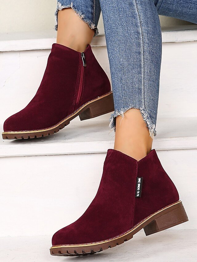 Casual Flat Faux Suede Side Zipper Ankle Boots - Image 28