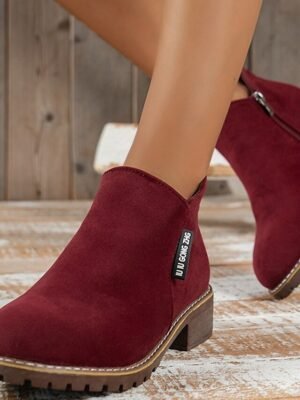 Casual Flat Faux Suede Side Zipper Ankle Boots - Image 32