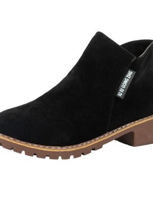 Casual Green Faux Suede Ankle Boots with Chunky Heel - Image 10