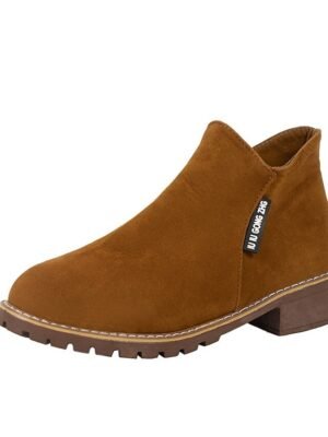 Casual Green Faux Suede Ankle Boots with Chunky Heel - Image 14