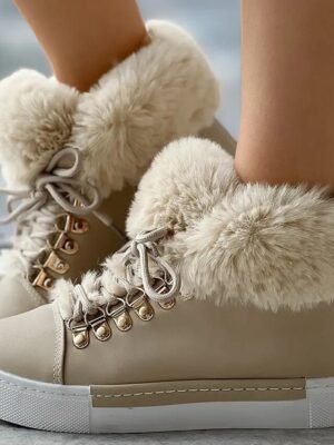 Casual High-Top Pink Faux Fur Lined Winter Sneakers - Image 10