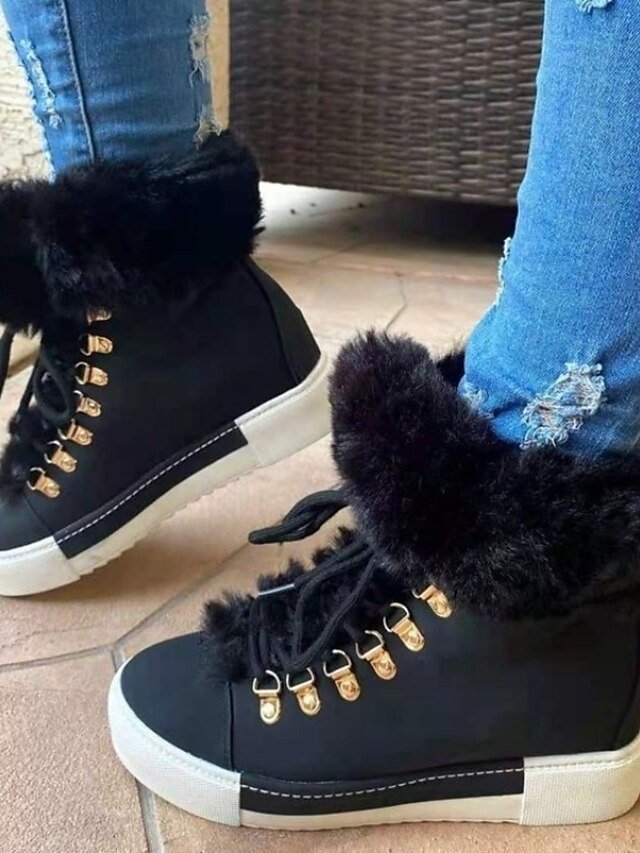 Casual High-Top Pink Faux Fur Lined Winter Sneakers - Image 15