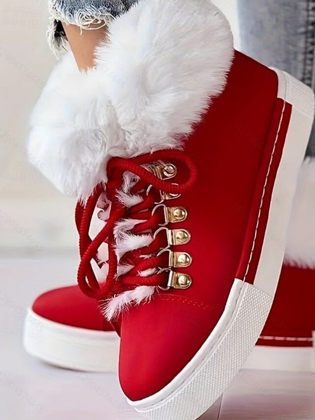 Casual High-Top Pink Faux Fur Lined Winter Sneakers - Image 16