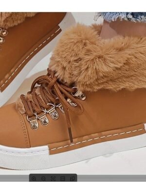 Casual High-Top Pink Faux Fur Lined Winter Sneakers - Image 17