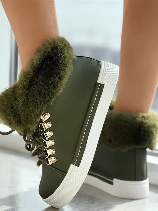 Casual High-Top Pink Faux Fur Lined Winter Sneakers - Image 8