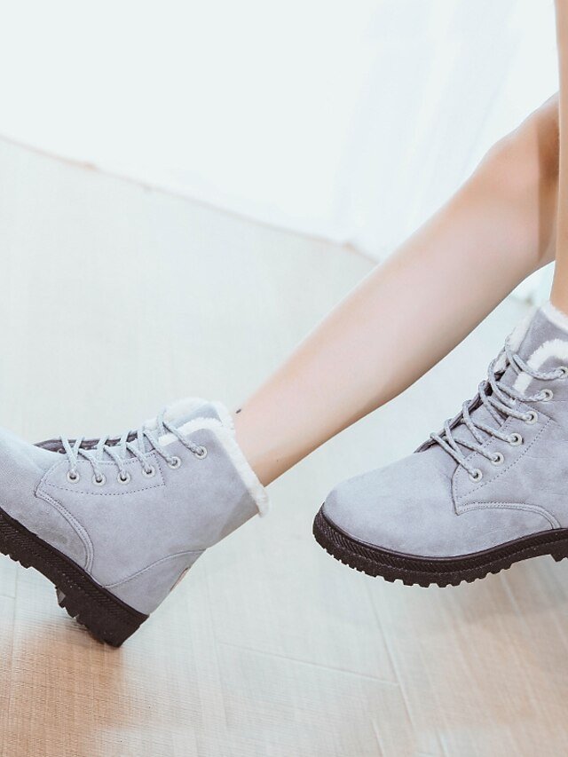 Casual Lace-Up Faux Fur Lined Ankle Suede Winter Boots - Image 11