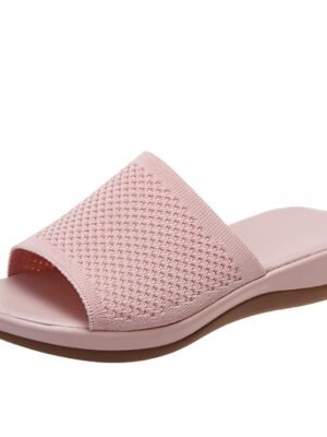 Casual Lightweight Knitted Slip-On Wedge Sandals - Image 6