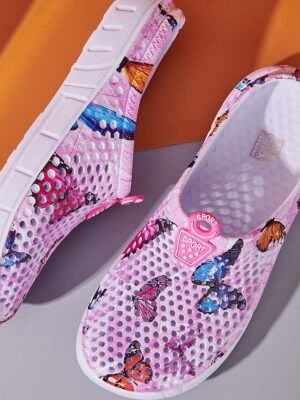 Casual Loose Butterfly Print Slip-On Flats - Image 3