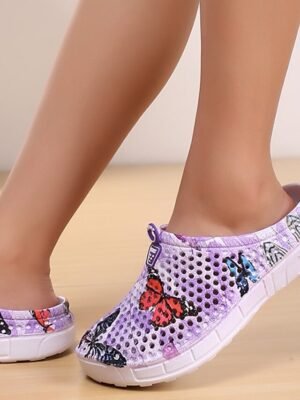 Casual Loose Butterfly Print Slip-On Flats - Image 7