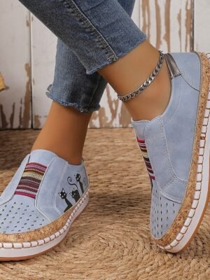 Casual Loose Cartoon Round Toe Flat Slip-On Sneakers - Image 10