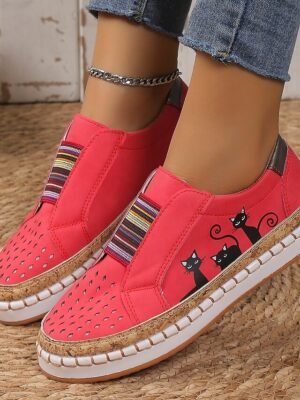 Casual Loose Cartoon Round Toe Flat Slip-On Sneakers - Image 27