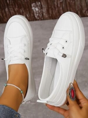 Casual Low-Top Canvas Lace-Up Sneakers - Image 1