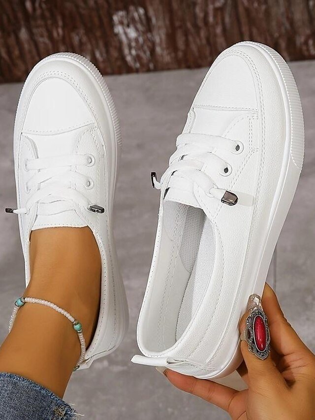 Casual Low-Top Canvas Lace-Up Sneakers - Image 1