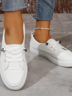 Casual Low-Top Canvas Lace-Up Sneakers - Image 4