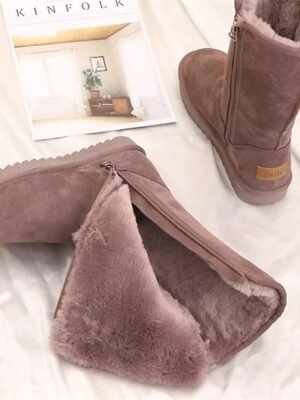 Casual Mid-Calf Plush Fleece Lined Winter Boots - Image 4