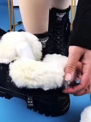 Casual Minimalism Solid Colour Round Toe Fleece Lined Ankle Boots - Image 2