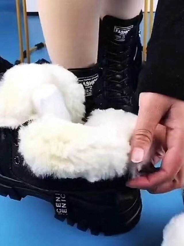 Casual Minimalism Solid Colour Round Toe Fleece Lined Ankle Boots - Image 2