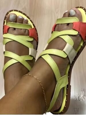 Casual Multi-Colour Strappy Open-Toe Flat Sandals - Image 3
