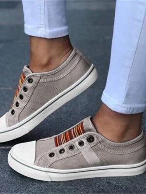 Casual Multicolour Striped Slip-On Canvas Low-Top Sneakers - Image 1
