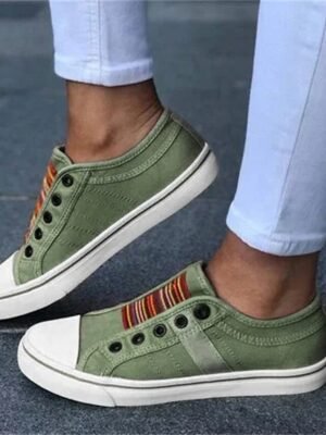 Casual Multicolour Striped Slip-On Canvas Low-Top Sneakers - Image 2
