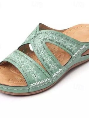 Casual Open-Toe Cushioned Sole Cut-Out Slide Sandals - Image 11