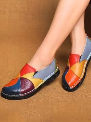 Casual Patchwork Colourful Slip-On Loafers - Image 3