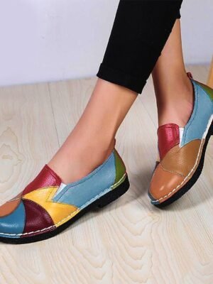 Casual Patchwork Colourful Slip-On Loafers - Image 5