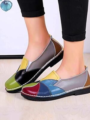 Casual Patchwork Colourful Slip-On Loafers - Image 6