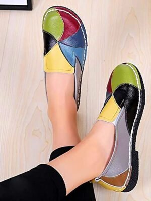 Casual Patchwork Colourful Slip-On Loafers - Image 7