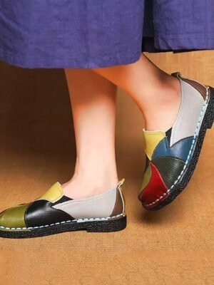 Casual Patchwork Colourful Slip-On Loafers - Image 8