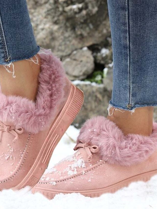 Casual Pink Faux Fur Lined Suede Winter Sneakers - Image 1