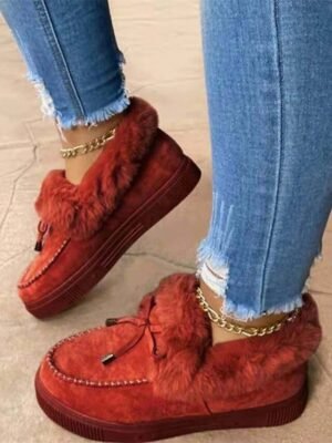 Casual Pink Faux Fur Lined Suede Winter Sneakers - Image 11