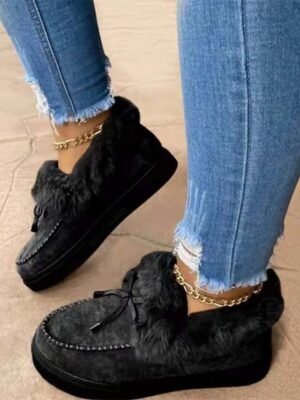 Casual Pink Faux Fur Lined Suede Winter Sneakers - Image 9