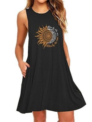 Casual Plus Size Floral Crew Neck Sleeveless Summer Nightgown - Image 6