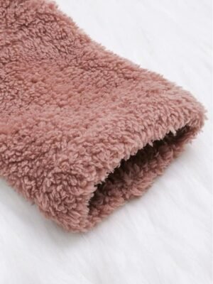 Casual Plus Size Solid Colour Button Front Long Sleeve Hoodie - Image 5