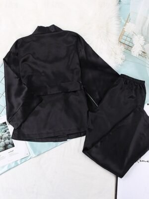 Casual Regular Fit Pure Colour V Neck Half Sleeve Pajama Set - Image 4