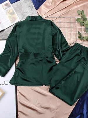 Casual Regular Fit Pure Colour V Neck Half Sleeve Pajama Set - Image 5