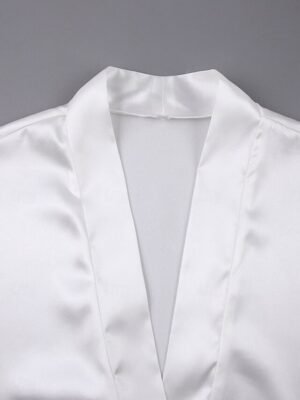 Casual Regular Fit Pure Colour V Neck Long Sleeve Robe - Image 4