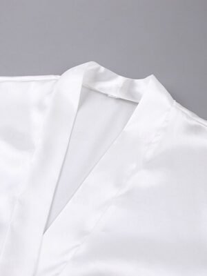 Casual Regular Fit Pure Colour V Neck Long Sleeve Robe - Image 6