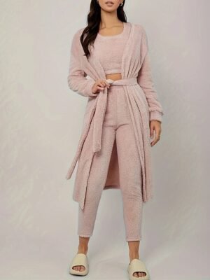 Casual Regular Fit Solid Crew Neck Long Sleeve Pants Set - Image 1