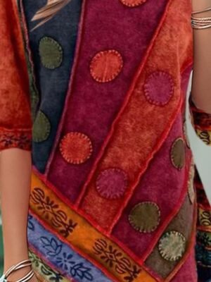 Casual Regular Print Crew Neck Long Sleeve Tunic Top - Image 15