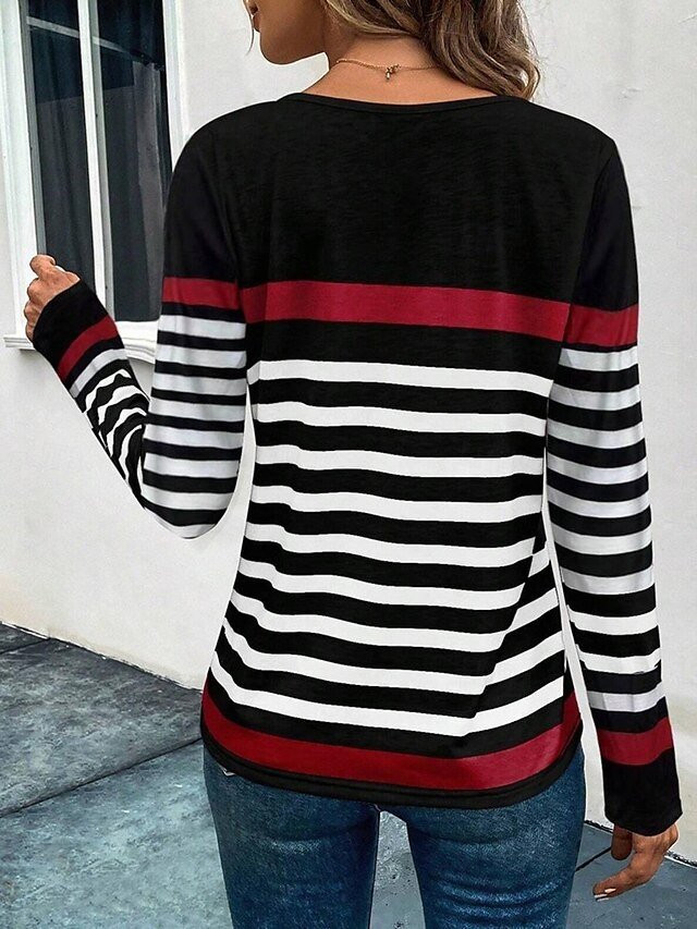 Casual Regular Print Crew Neck Long Sleeve Tops - Image 2