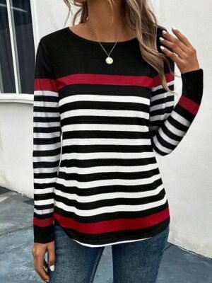 Casual Regular Print Crew Neck Long Sleeve Tops - Image 3