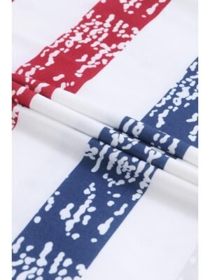 Casual Relaxed Fit Striped V-Neck Short Sleeve Tee - Image 11