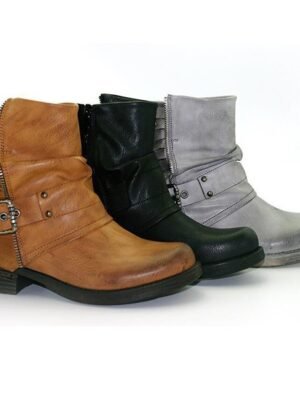 Casual Retro Studded Straps Round Toe Ankle Boots - Image 13